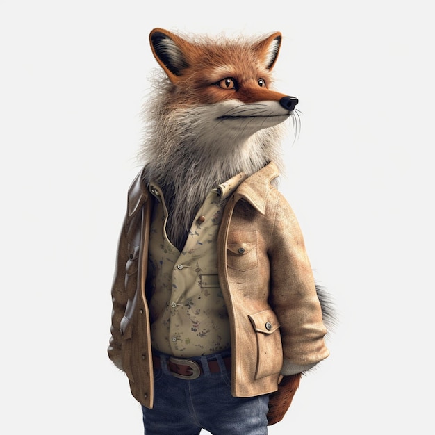 Foto uma raposa vestindo roupas como um boss nft art generative ai