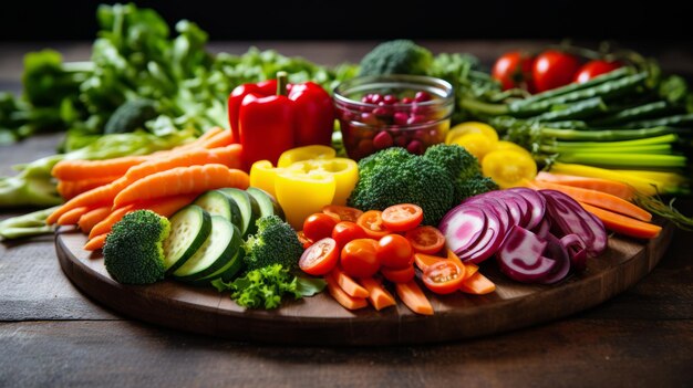 Foto uma refeição saudável com uma variedade colorida de legumes