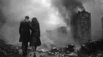 Foto uma reflexão sincera do horror, capturando as emoções da tragédia durante a segunda grande guerra, um olhar para a profundidade da emoção e do medo durante um período difícil da história.