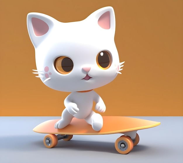 Uma renderização 3D de um gato brincalhão em estilo de jogo