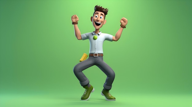 Uma renderização 3D de um personagem fazendo uma pose confiante