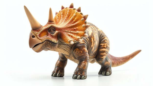 Uma renderização 3D encantadora e realista de um bonito triceratops com cores vibrantes com detalhes intrincados e uma expressão amigável Perfeito para livros infantis, materiais educacionais e