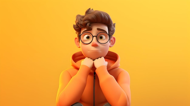 Uma renderização 3D retratando um personagem jovem calmo em um momento tranquilo