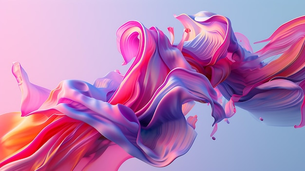 Uma renderização abstrata 3D cativante com cores vibrantes e formas geométricas fluidas