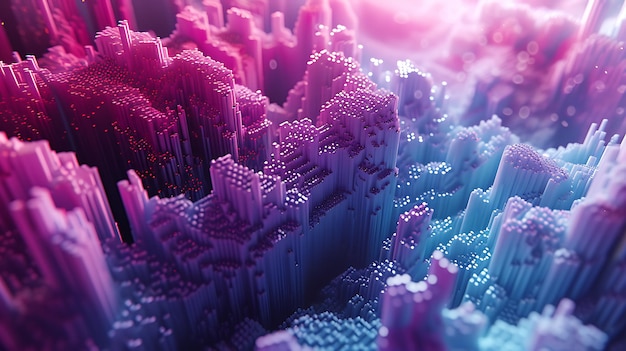 Foto uma renderização abstrata 3d cativante mostrando cores vibrantes e formas geométricas intrincadas