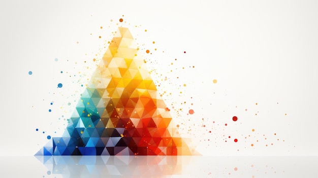 uma representação abstrata de uma árvore de Natal composta por formas geométricas coloridas
