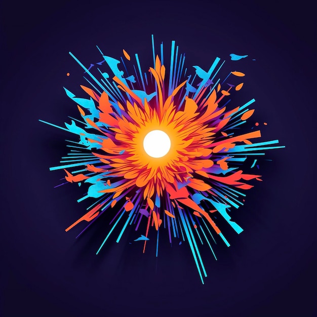 Uma representação abstrata de uma explosão solar com raios formando árvore