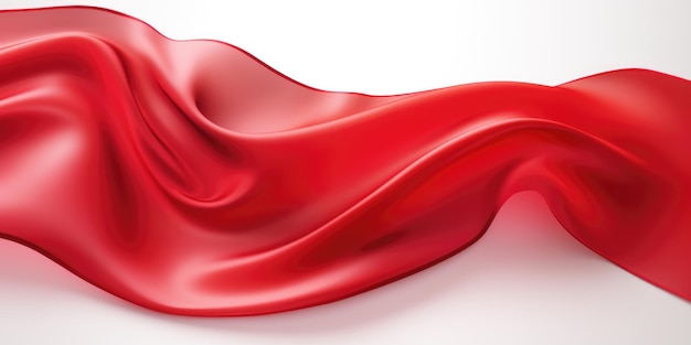 Uma representação de tecido de seda vermelho voador exibindo um pano de cetim ondulante contra um fundo