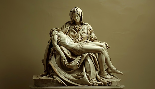 uma representação estilizada em 3D da escultura Pieta