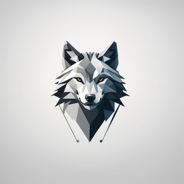 Uma representação low poly de uma cabeça de lobo