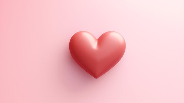 Uma representação simples e bonita de um coração vermelho em um fundo rosa pastel para o papel de parede do Dia dos Namorados, ilustração gerada pela IA