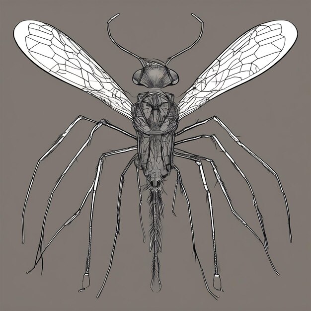 Uma representação visualmente impressionante e simbólica de um mosquito que carrega um ar de ameaça