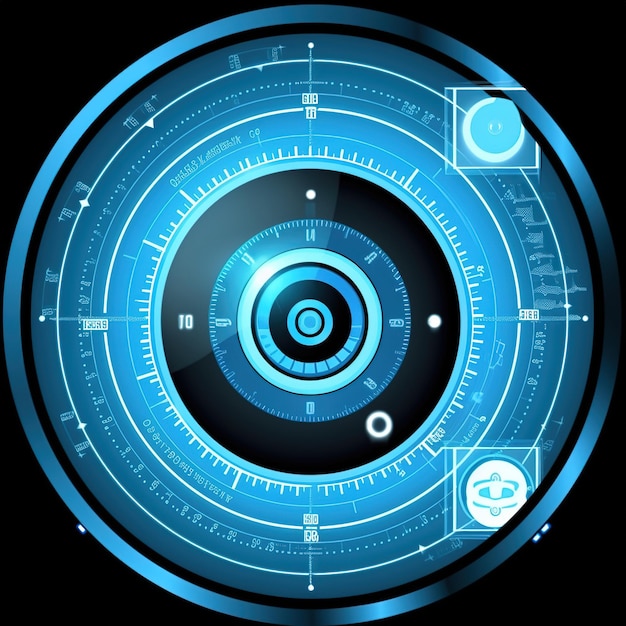Uma roda futurista azul e preta com um círculo
