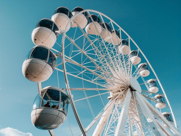 Foto uma roda gigante com um céu azul ao fundo