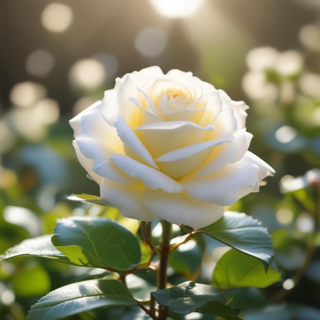 uma rosa branca com pétalas amarelas e pétalas brancas