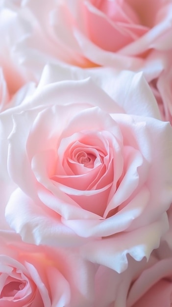 Uma rosa cor de rosa em um buquê de rosas