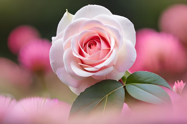 Uma rosa cor de rosa no jardim
