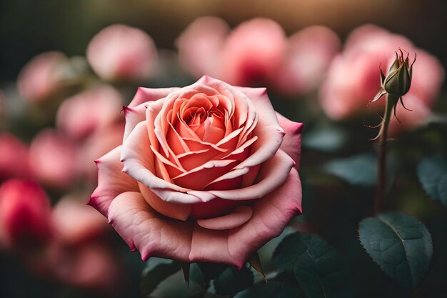 Uma rosa rosa com a palavra "nela