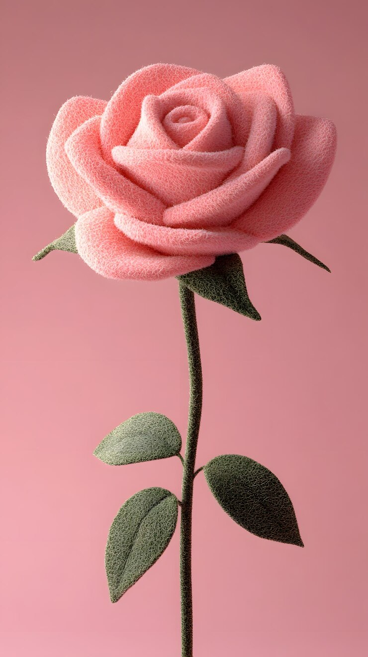 Foto uma rosa rosa com pétalas e folhas texturizadas