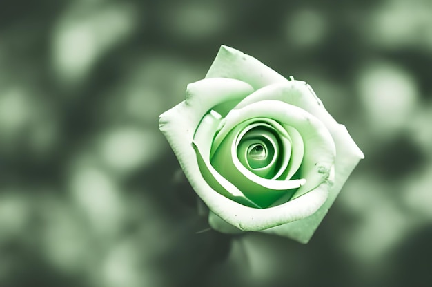 Uma rosa verde com a palavra amor nela