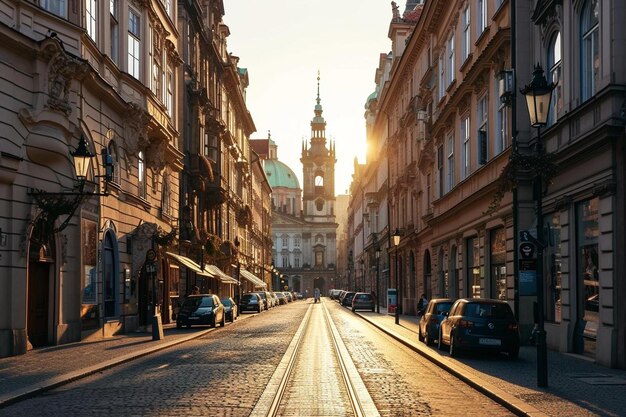 Foto uma rua com carros estacionados do lado dela