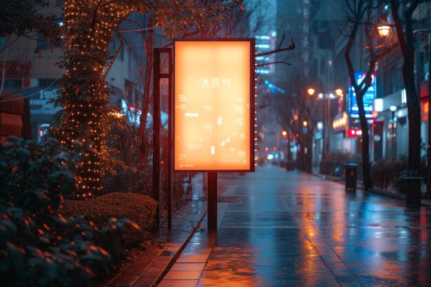 Uma rua da cidade à noite sob a chuva