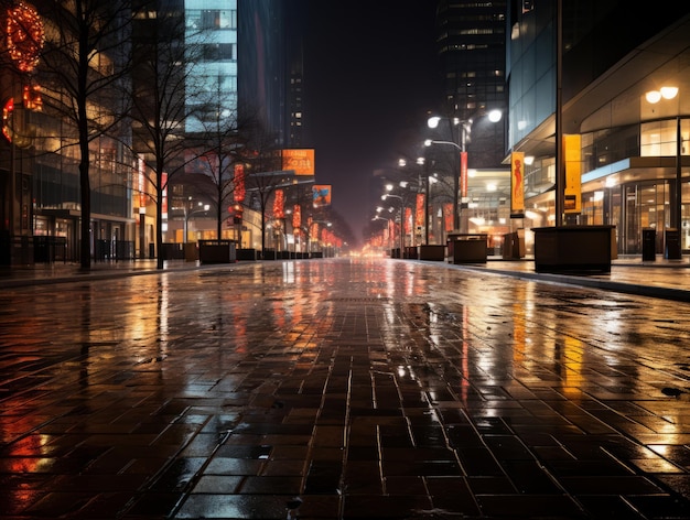 uma rua da cidade à noite