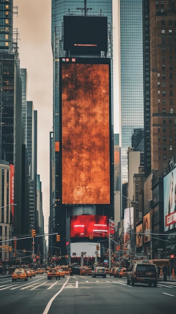 Uma rua da cidade cheia de muito tráfego e imagem de IA generativa de edifícios altos
