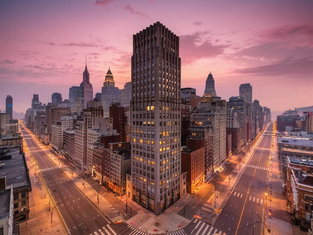 Uma rua da cidade com um edifício que diz NYC