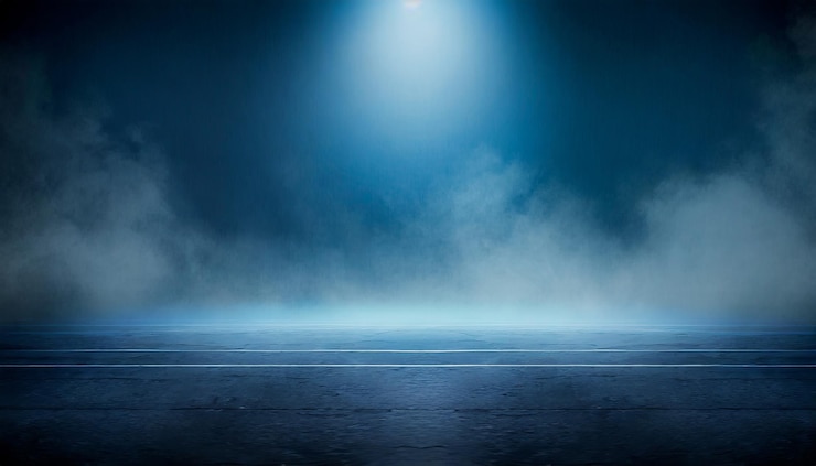Foto uma rua escura e vazia com fundo azul escuro uma cena escura e vazia com luzes de néon o asfalto