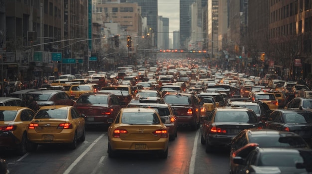 uma rua movimentada da cidade, cheia de muito trânsito e muitos carros