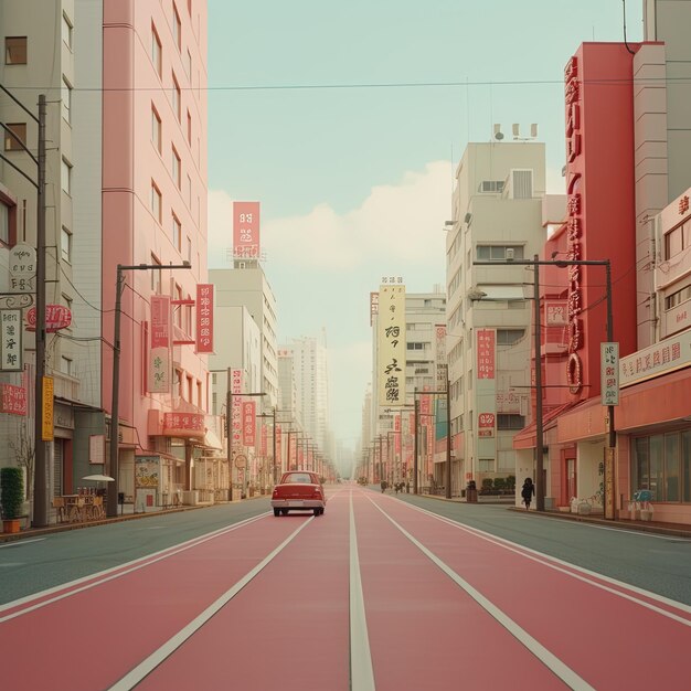 uma rua vermelha com um sinal vermelho que diz a palavra sobre ele