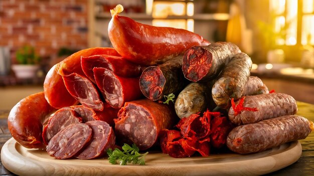 Uma saborosa variedade tradicional de chorizo