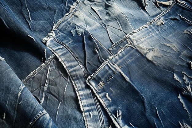 Uma saia jeans azul com a palavra " nela.
