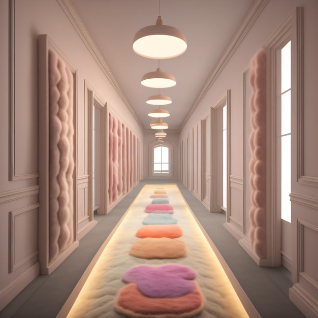 Uma sala com um tapete escrito "yoga" nele.