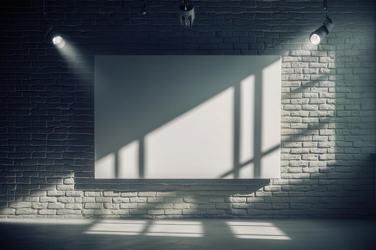 Foto uma sala com uma parede branca e uma janela com o sol brilhando sobre ela