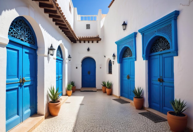 uma sala com uma porta azul e uma porta azul que diz a palavra citação sobre ele