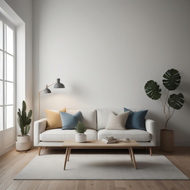 Uma sala de estar com um espaço vazio para decoração