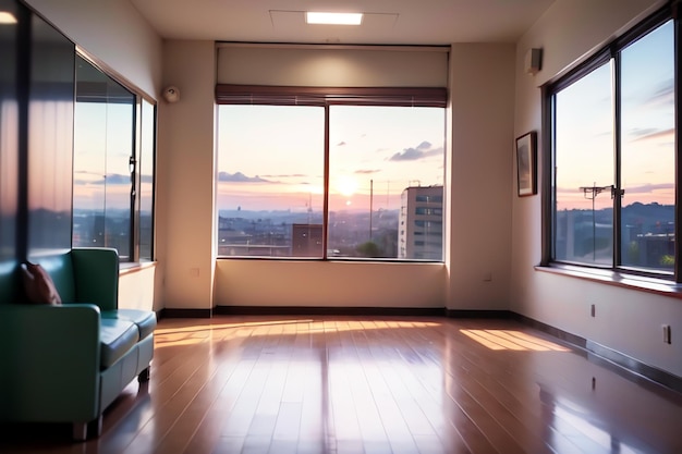 Foto uma sala de estar com um sofá e uma tv no chão