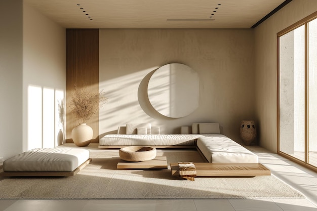 Uma sala de estar de inspiração minimalista
