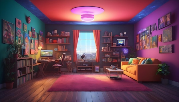 Foto uma sala de videogames sala de design paisagismo papel de parede