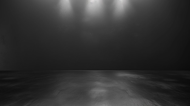 uma sala escura com uma luz brilhando no chão