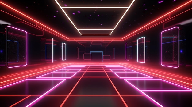 Uma sala neon com fundo preto e fundo preto.