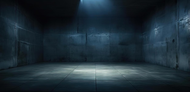 uma sala vazia em um prédio de cimento no estilo de claro-escuro realista