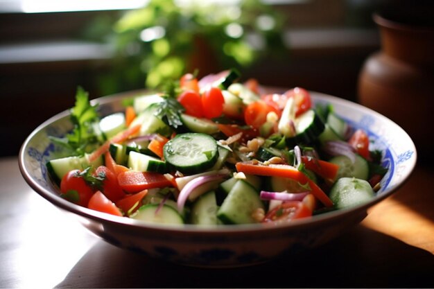 Uma salada de jardim fresca e crocante