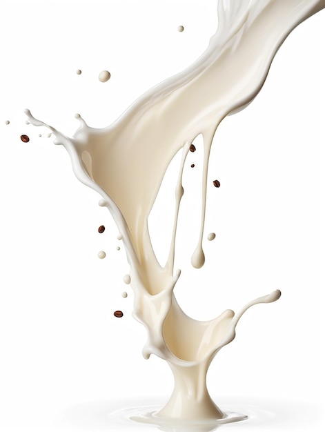 Foto uma salpicada de leite ou creme isolada sobre um fundo branco