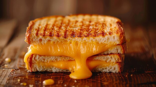 Uma sanduíche de queijo grelhado gourmet com queijo escorrendo