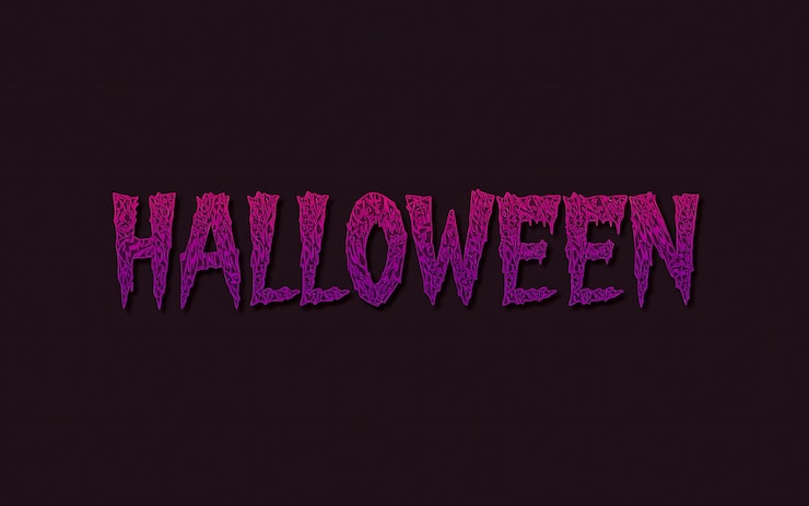 Foto uma saudação assustadora de halloween em rosa e roxo com uma fonte de gotejamento texturizada
