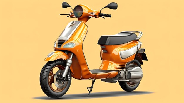 Uma scooter laranja com a palavra vespa na frente.