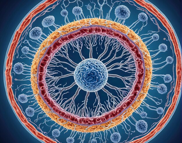 uma seção transversal de uma célula humana com uma seção